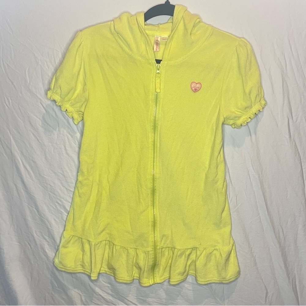 Pink Platinum 14/16 Girls Yellow Bathing Suit Cover Up Zippered PRELOVED